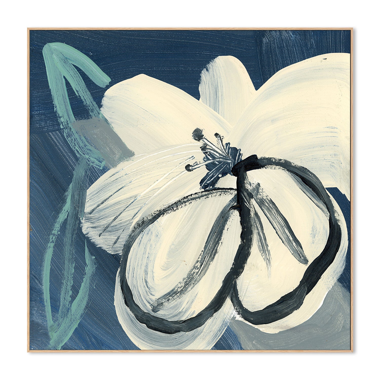 wall-art-print-canvas-poster-framed-Navy Cream Floral-4