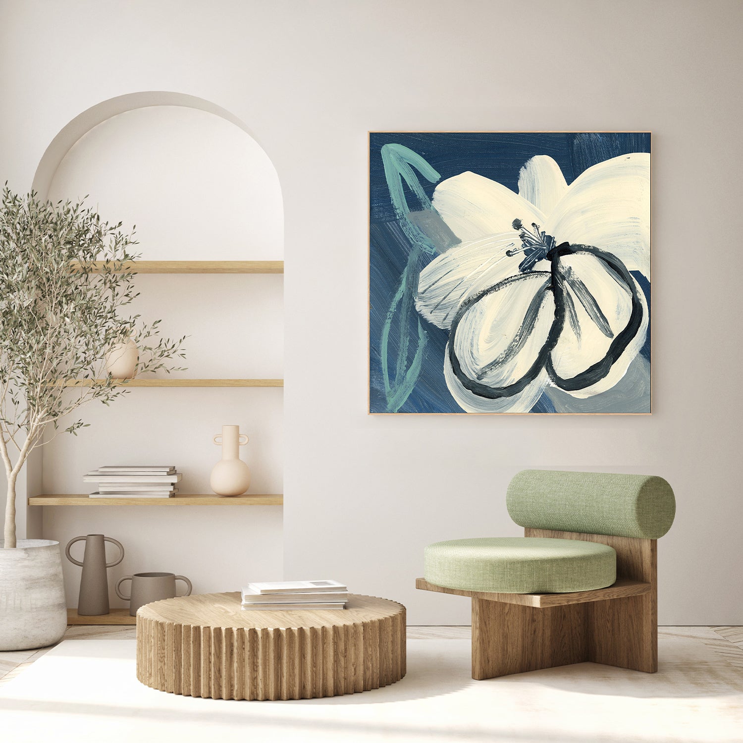 wall-art-print-canvas-poster-framed-Navy Cream Floral-9