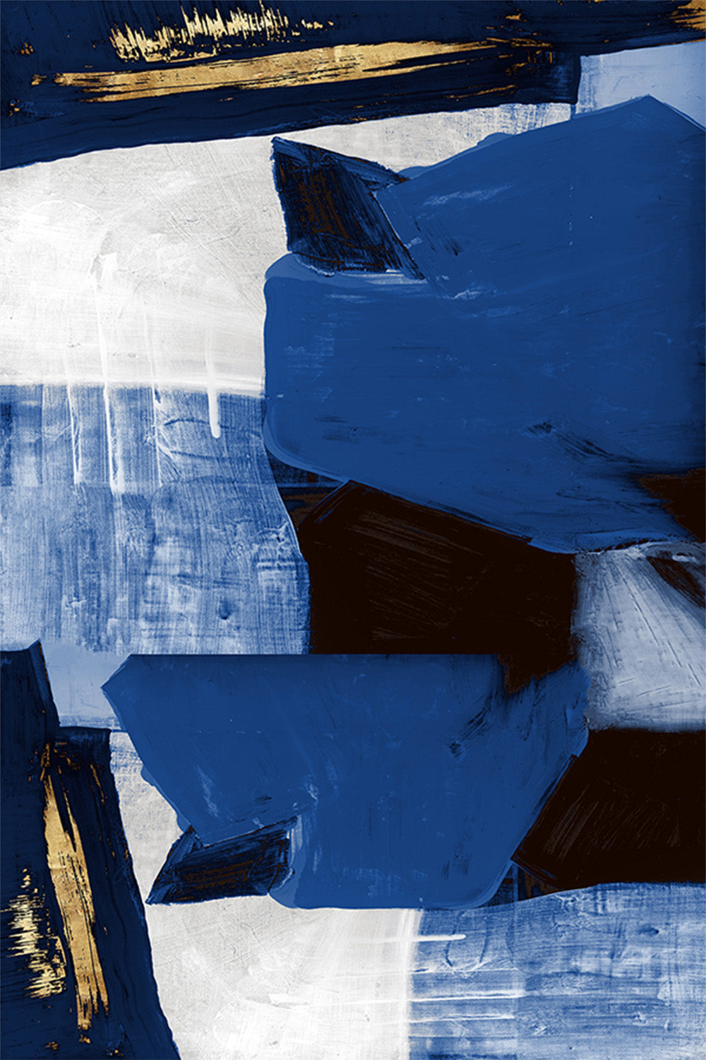 wall-art-print-canvas-poster-framed-Navy Gold Shapes, Style B-1