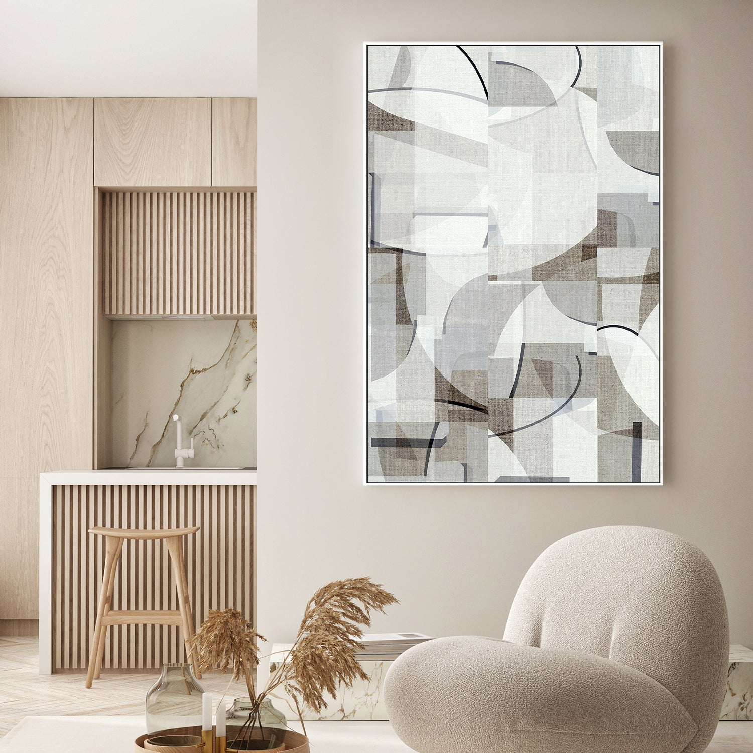 wall-art-print-canvas-poster-framed-Neutral Curves, Style G-2