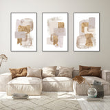 wall-art-print-canvas-poster-framed-Neutral Gold, Style A, B & C, Set Of 3 , By Sally Ann Moss-GIOIA-WALL-ART