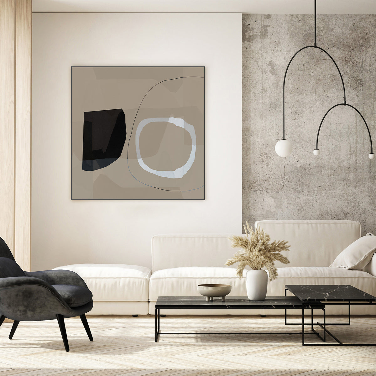 wall-art-print-canvas-poster-framed-Neutral Shapes Abstract, Style A-7