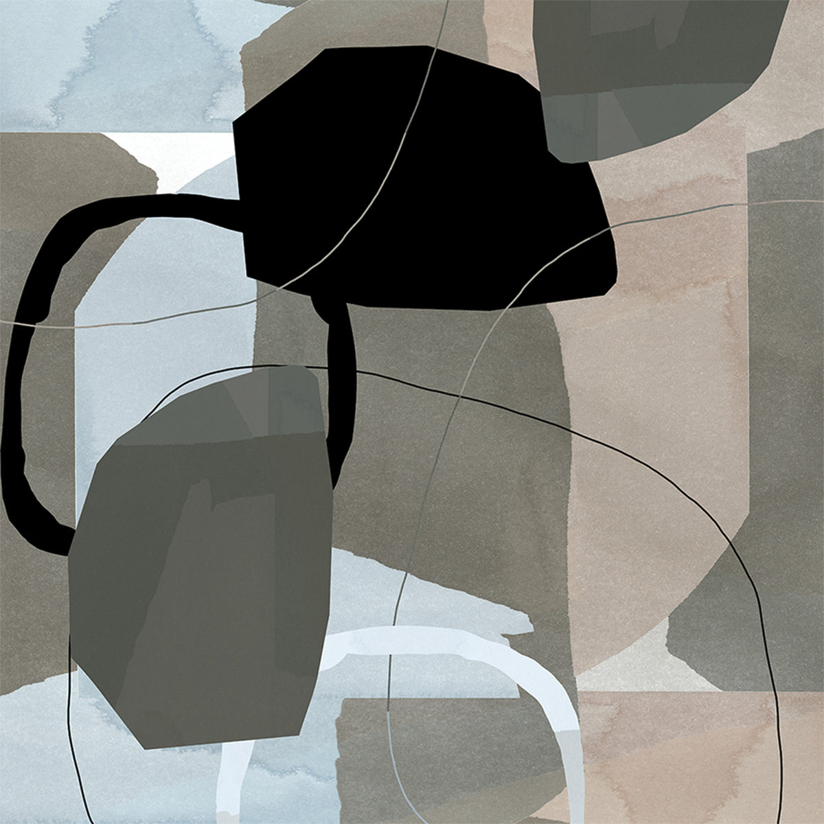 wall-art-print-canvas-poster-framed-Neutral Shapes Abstract, Style E-1