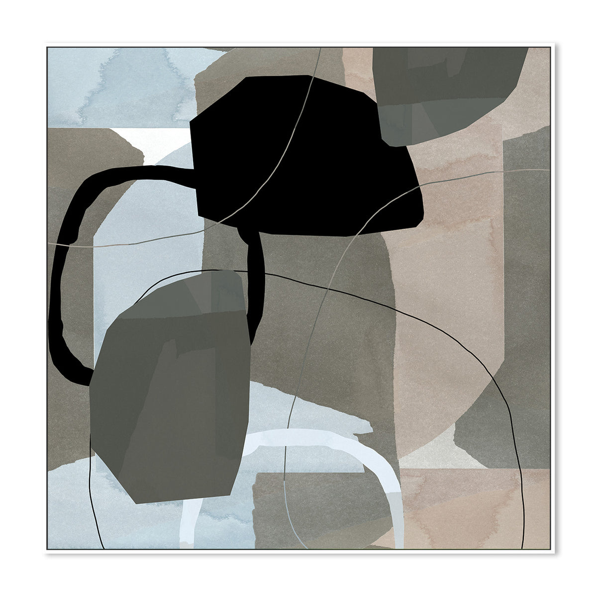 wall-art-print-canvas-poster-framed-Neutral Shapes Abstract, Style E-5