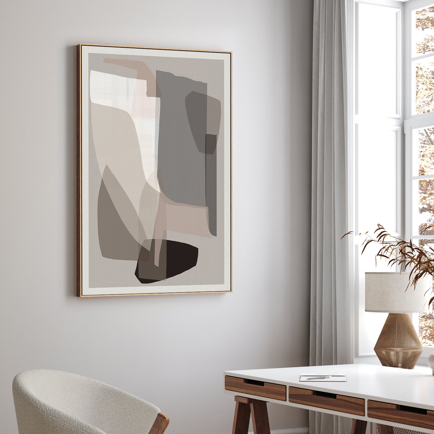 wall-art-print-canvas-poster-framed-Neutral Shapes, Style A-2