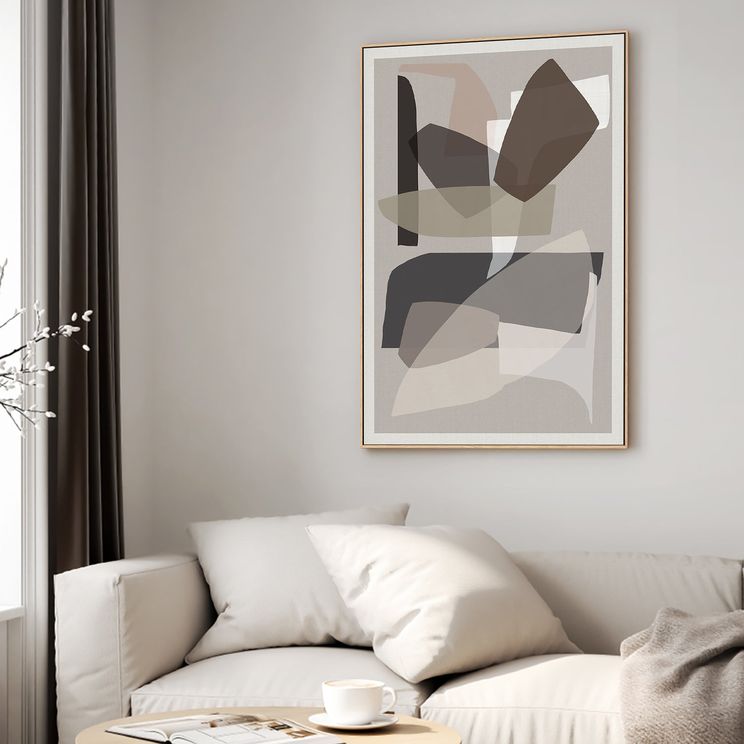 wall-art-print-canvas-poster-framed-Neutral Shapes, Style C-2