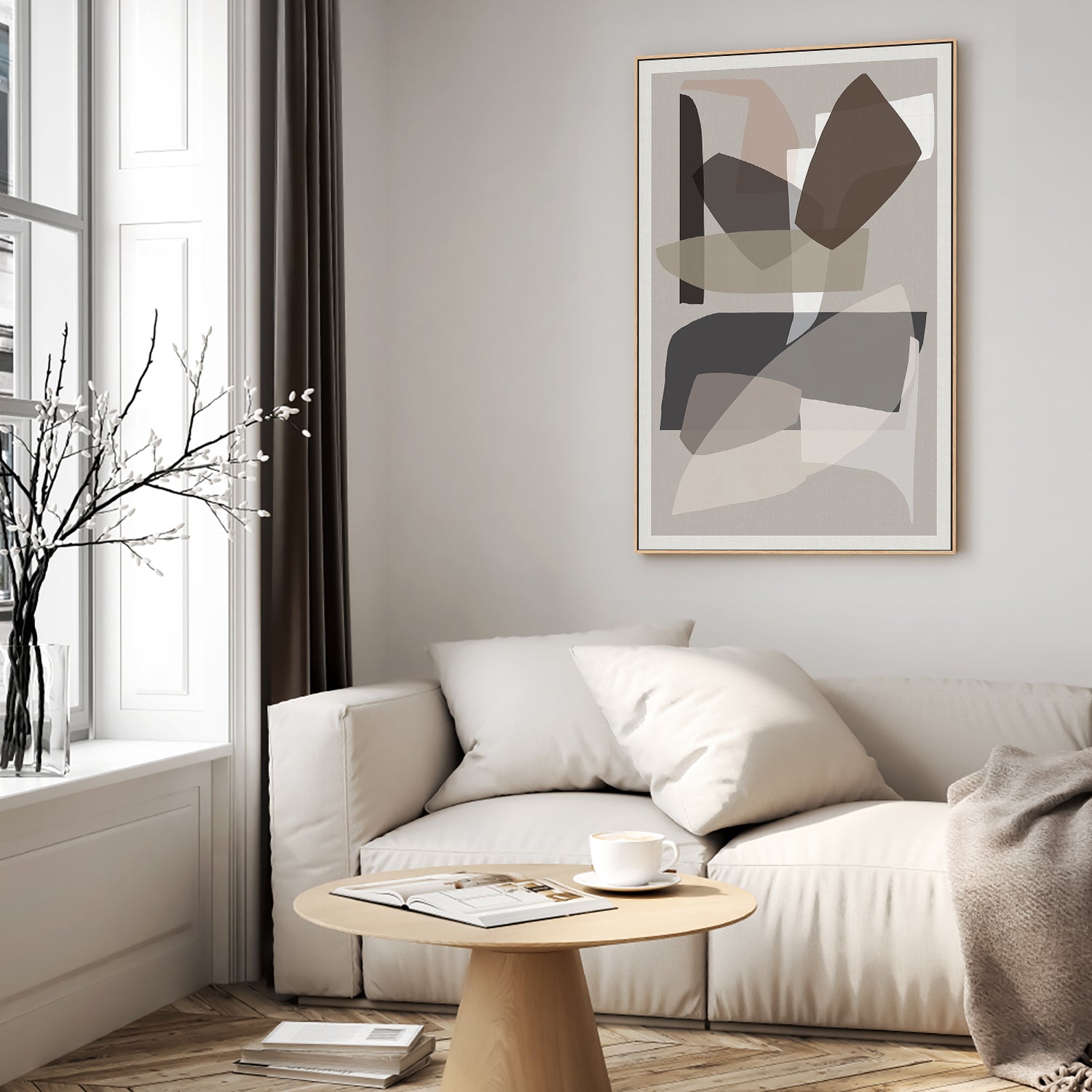 wall-art-print-canvas-poster-framed-Neutral Shapes, Style C-7