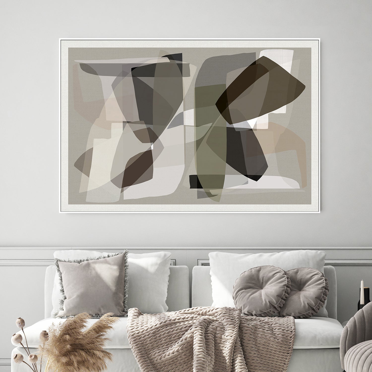 wall-art-print-canvas-poster-framed-Neutral Shapes, Style F-2