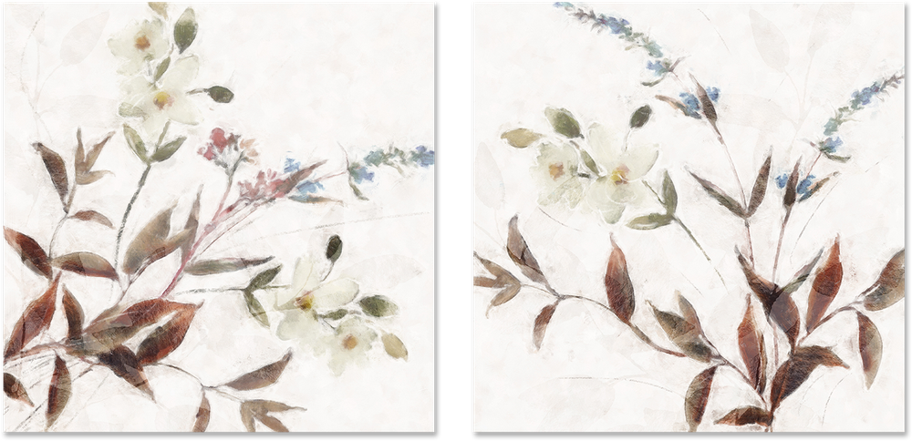 wall-art-print-canvas-poster-framed-Neutral Wild Flowers, Style A & B, Set of 2 , By Nina Blue-1
