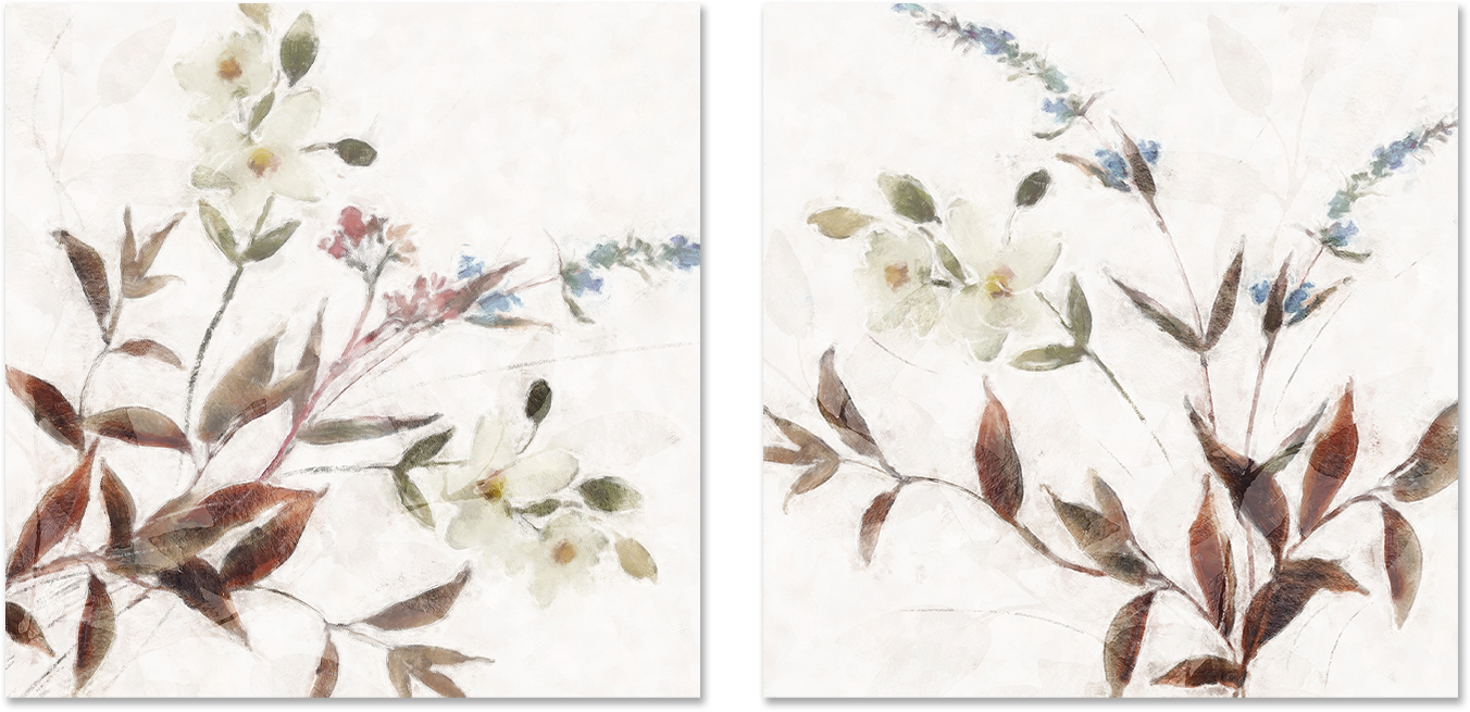 wall-art-print-canvas-poster-framed-Neutral Wild Flowers, Style A & B, Set of 2 , By Nina Blue-1