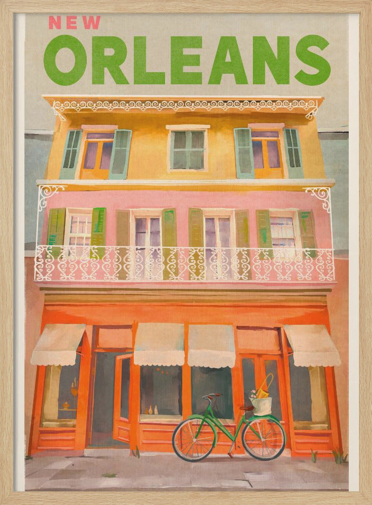 wall-art-print-canvas-poster-framed-New Orleans Louisiana Vintage Travel Poster , By Brett Gramse-1