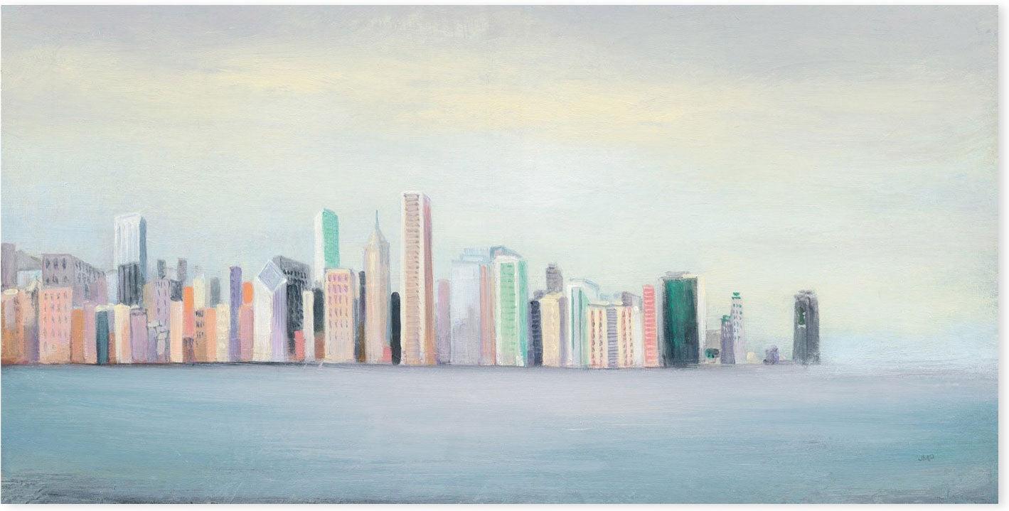 wall-art-print-canvas-poster-framed-New York Skyline Blue-by-Julia Purinton-Gioia Wall Art