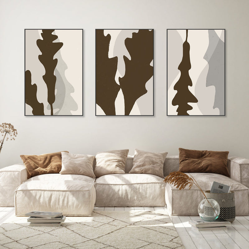 wall-art-print-canvas-poster-framed-Oak Leaf, Style A, B & C, Set Of 3 , By Danushka Abeygoda-GIOIA-WALL-ART