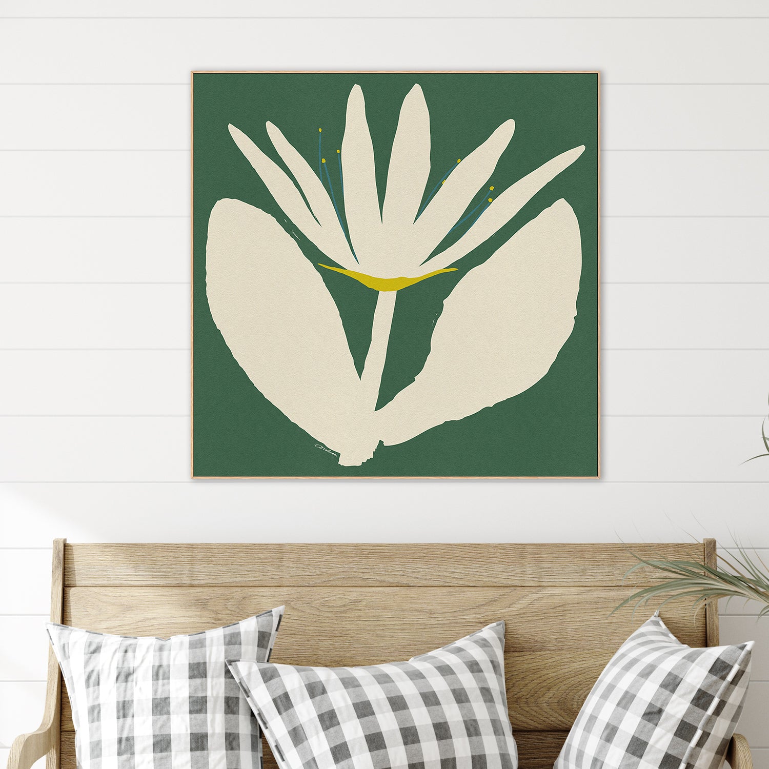 wall-art-print-canvas-poster-framed-Open Cream Flower On Green-2