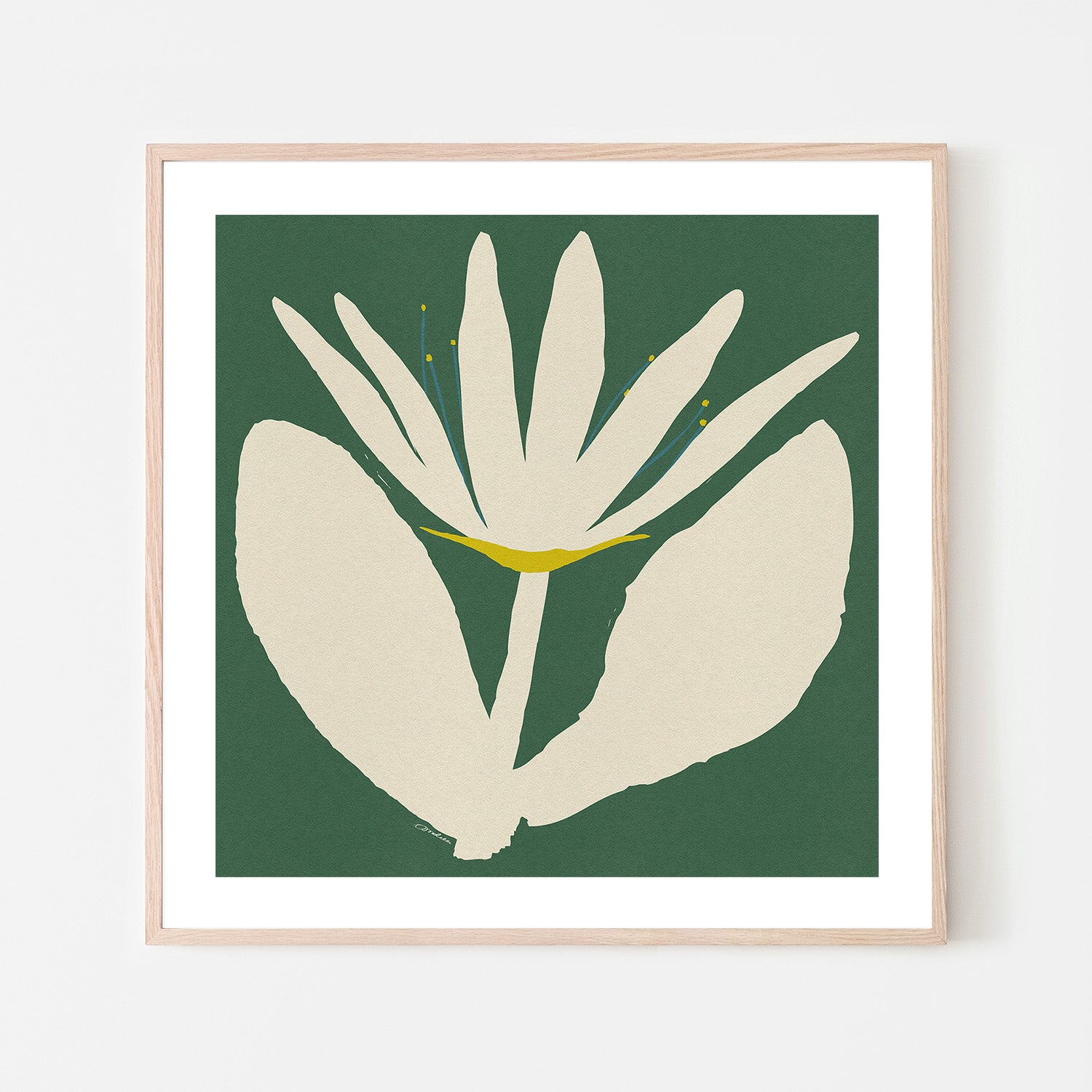 wall-art-print-canvas-poster-framed-Open Cream Flower On Green-6