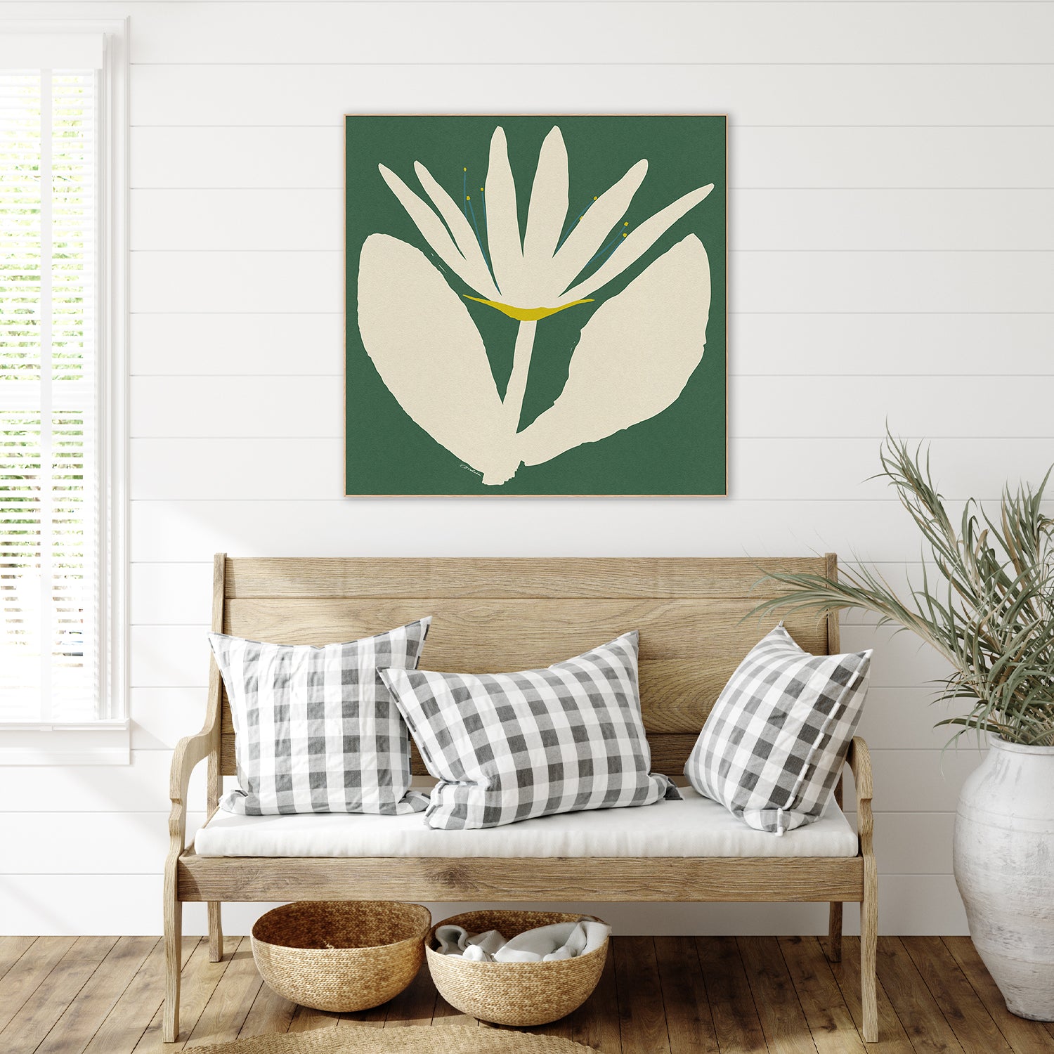 wall-art-print-canvas-poster-framed-Open Cream Flower On Green-7