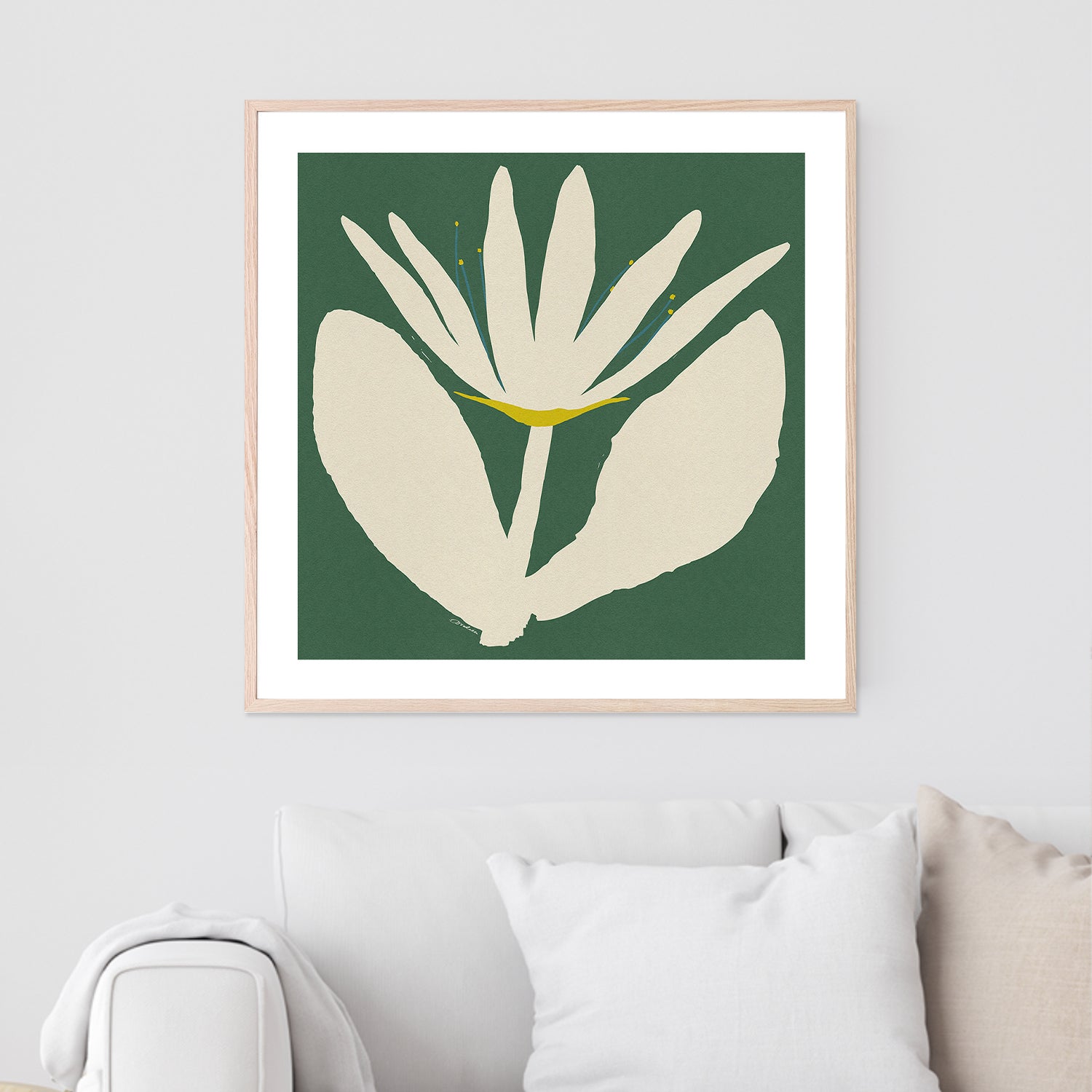 wall-art-print-canvas-poster-framed-Open Cream Flower On Green-8