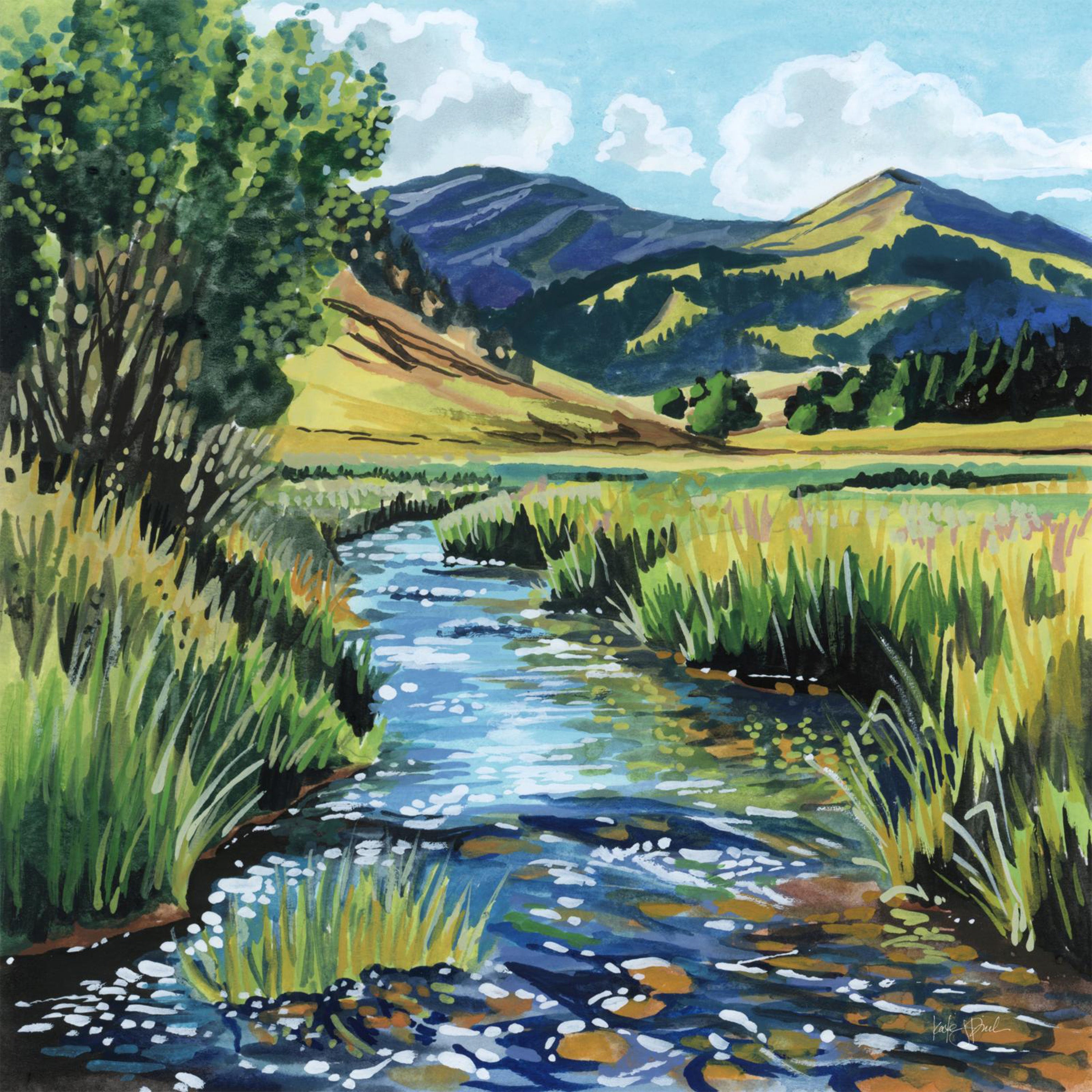 wall-art-print-canvas-poster-framed-Open Mountain Stream-1