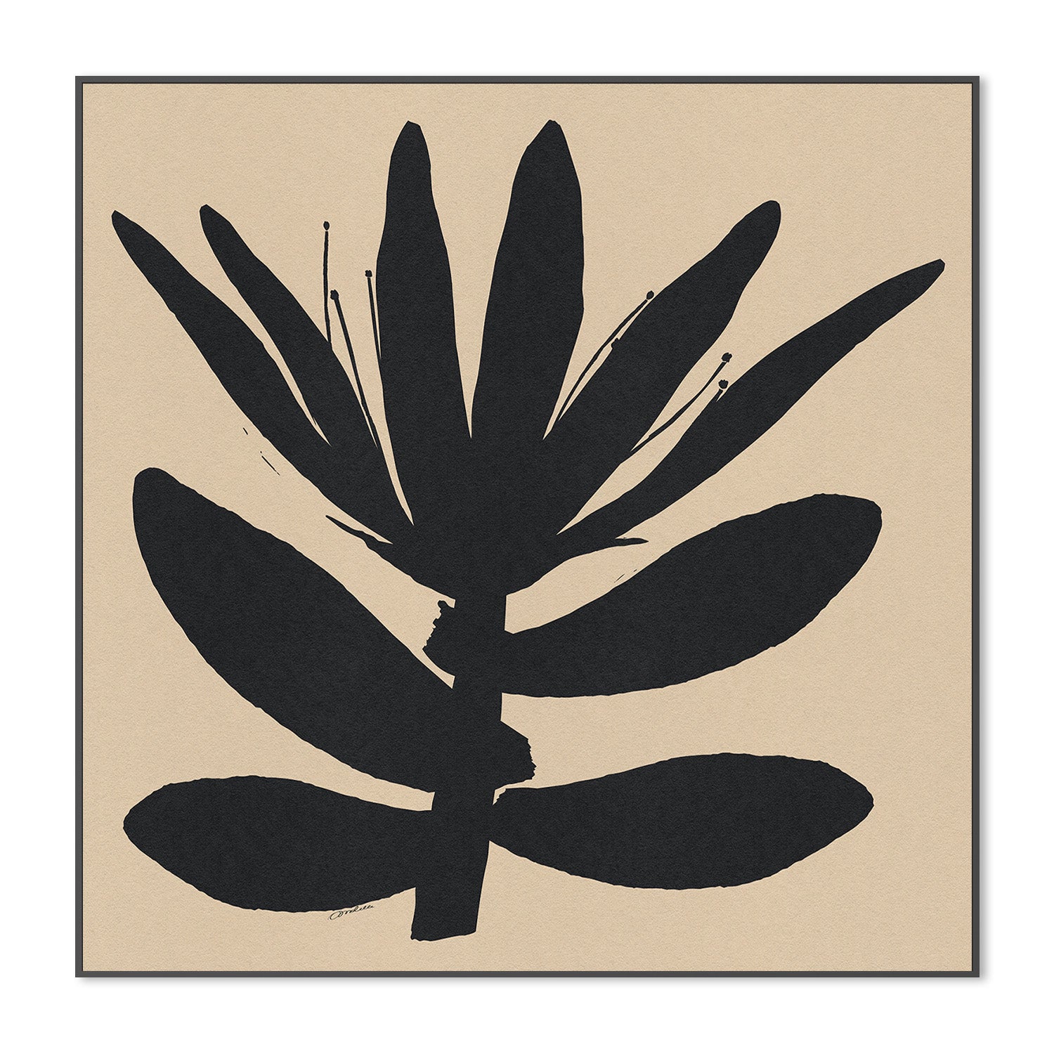 wall-art-print-canvas-poster-framed-Open Narrow Petals Flower On Beige-3