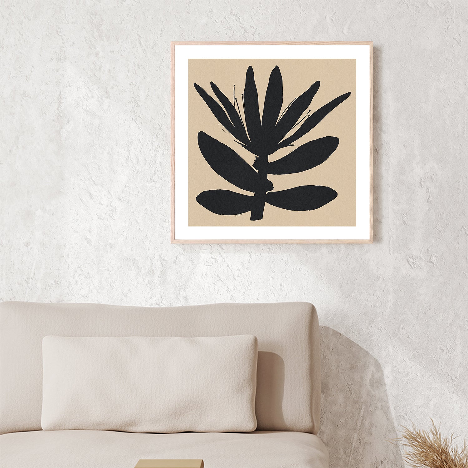 wall-art-print-canvas-poster-framed-Open Narrow Petals Flower On Beige-9