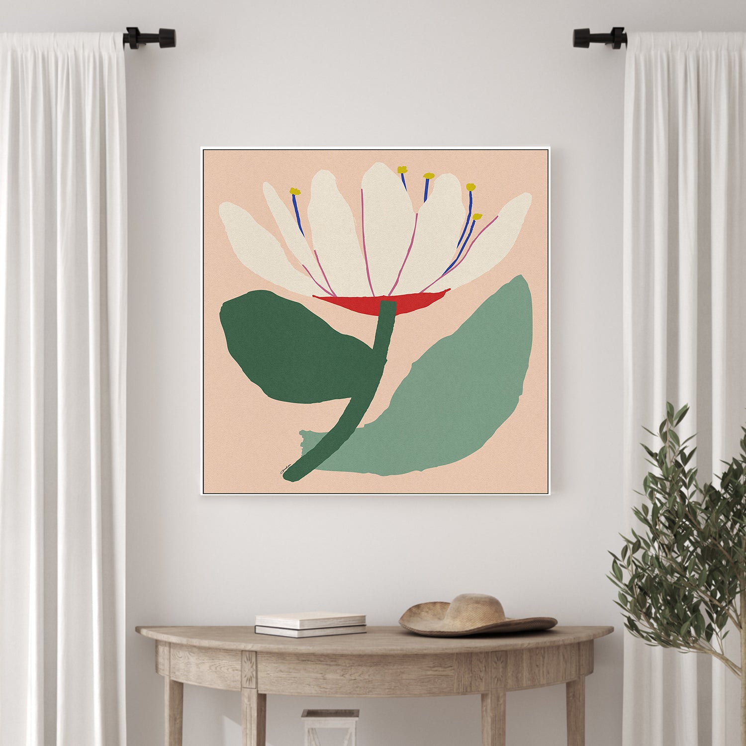 wall-art-print-canvas-poster-framed-Open White Flower-2