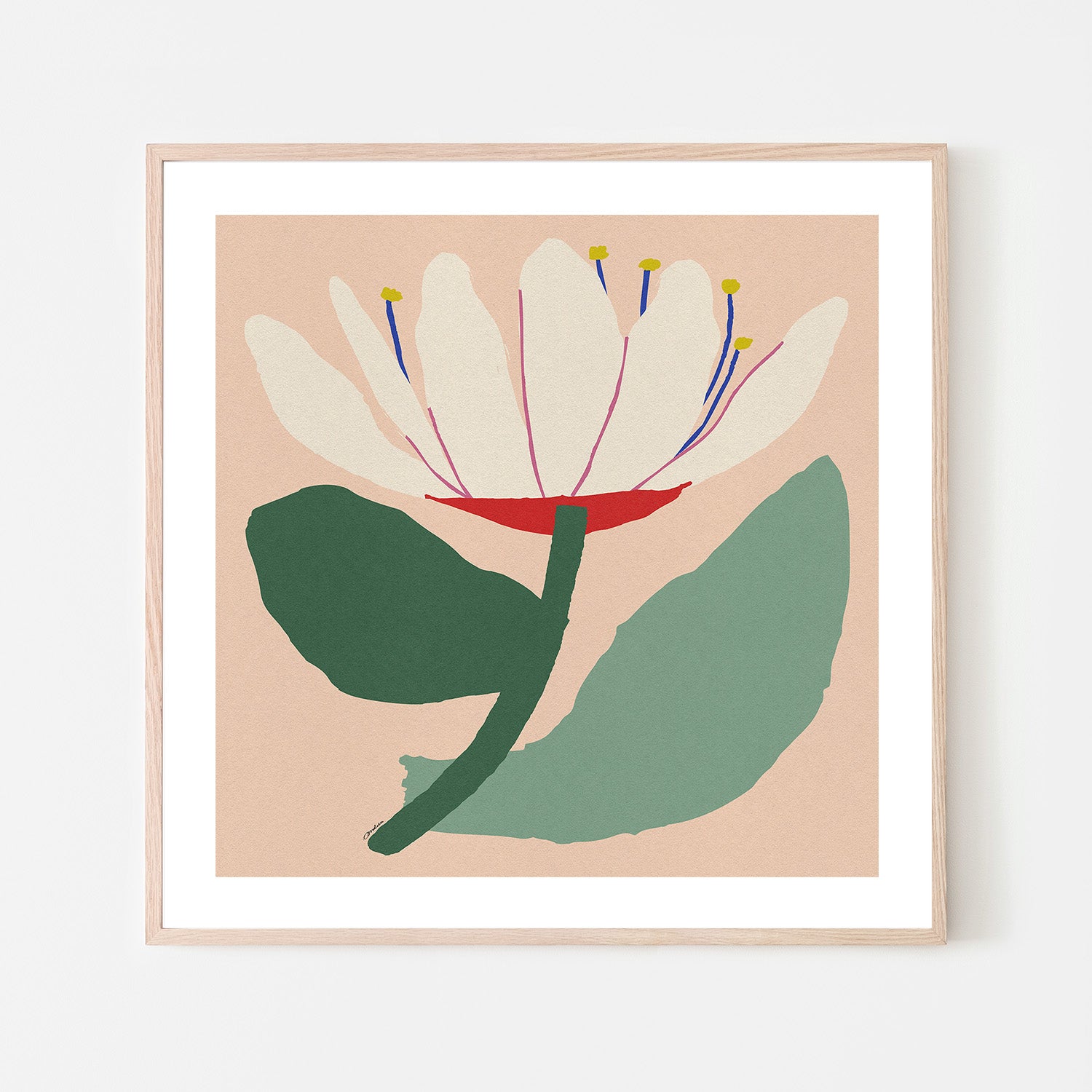 wall-art-print-canvas-poster-framed-Open White Flower-6