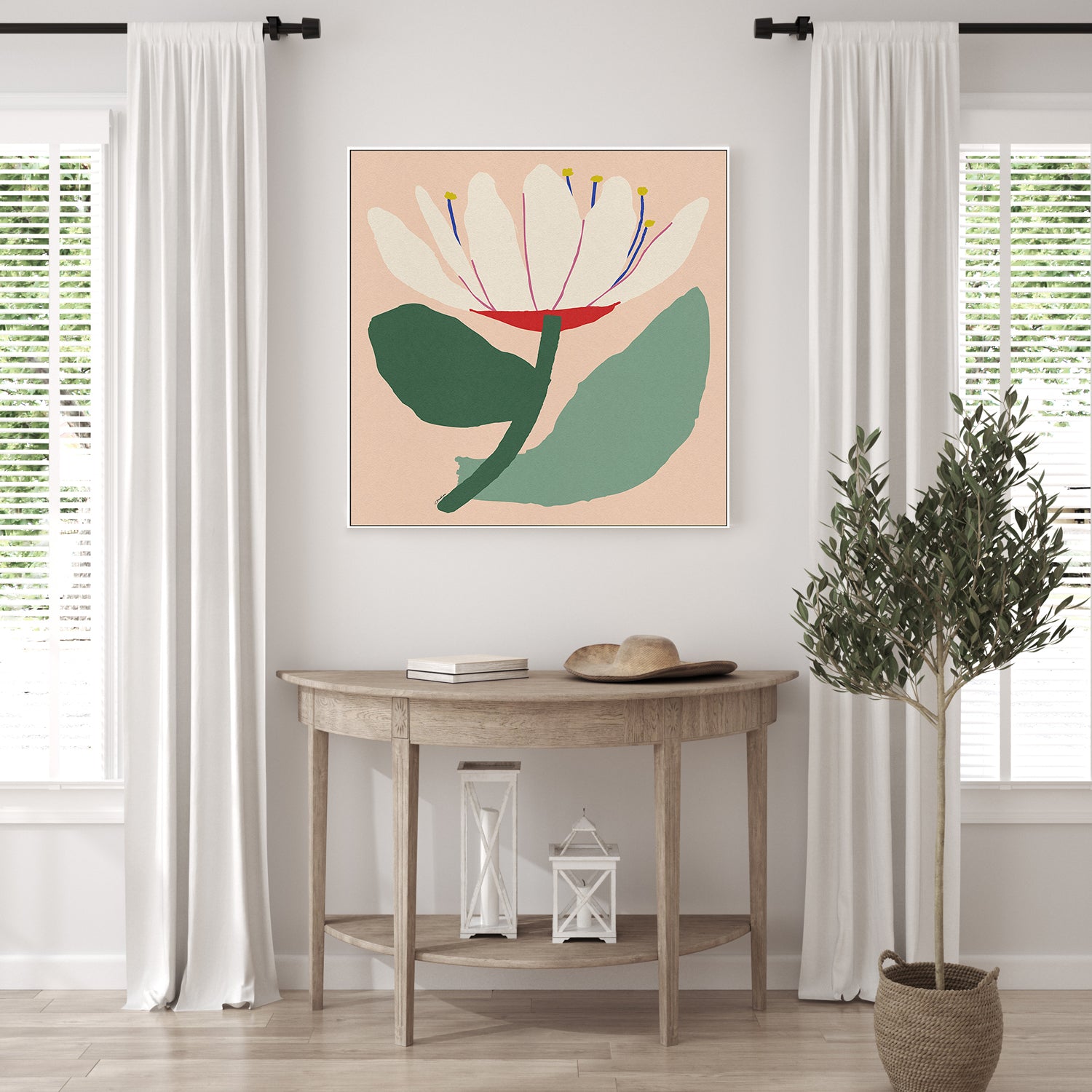 wall-art-print-canvas-poster-framed-Open White Flower-7
