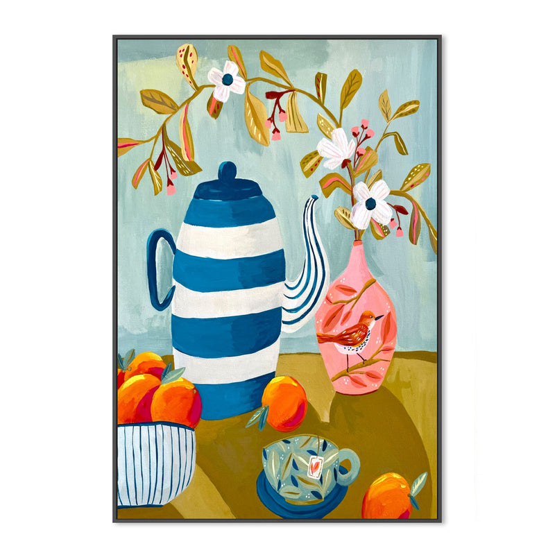 wall-art-print-canvas-poster-framed-Orange Bird Tea Time , By Kelly Angelovic-3