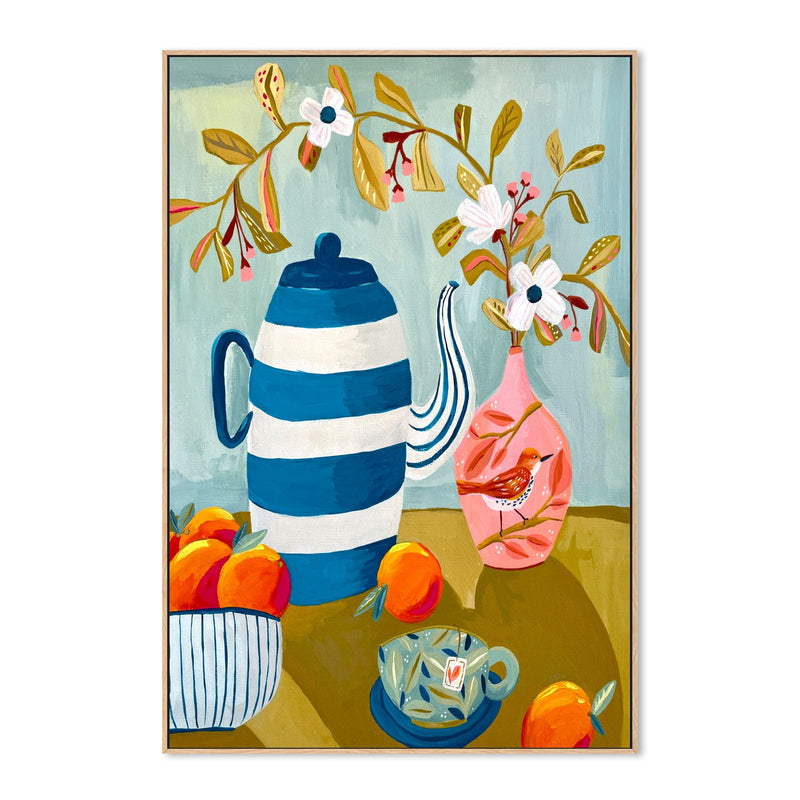 wall-art-print-canvas-poster-framed-Orange Bird Tea Time , By Kelly Angelovic-4