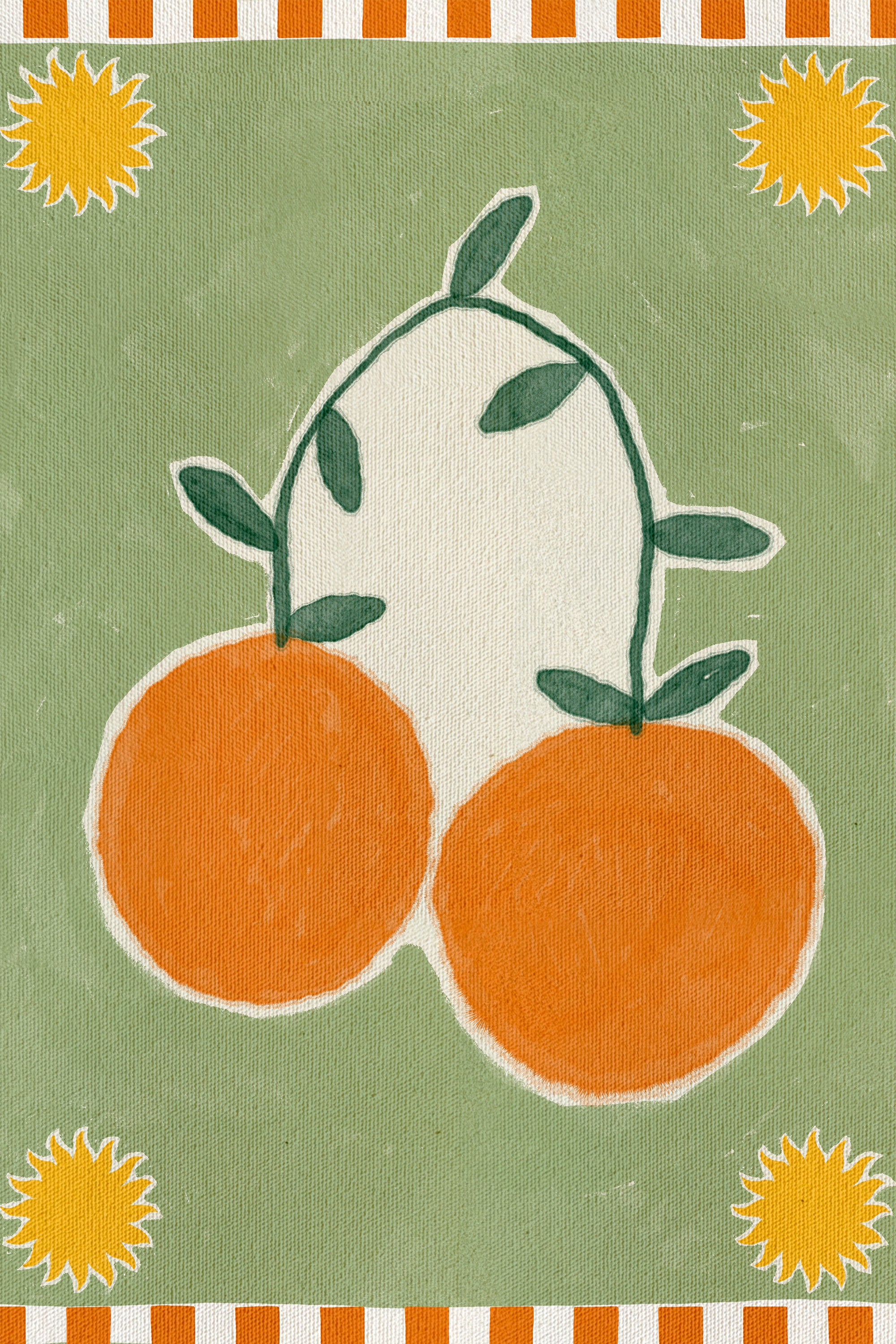 wall-art-print-canvas-poster-framed-Orange Fruit On Green Background-1