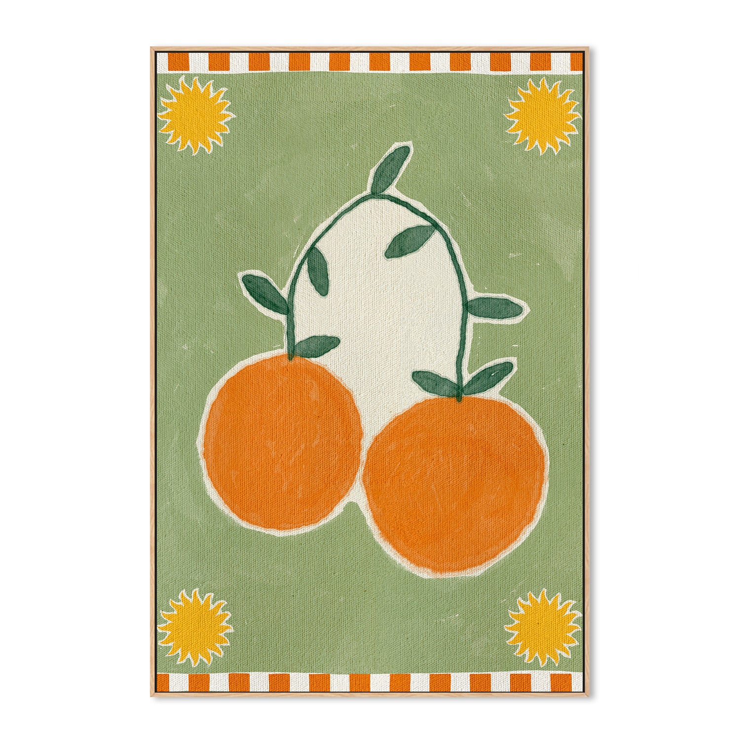 wall-art-print-canvas-poster-framed-Orange Fruit On Green Background-4
