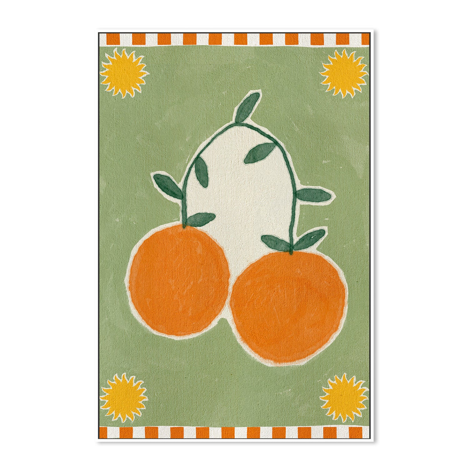 wall-art-print-canvas-poster-framed-Orange Fruit On Green Background-5