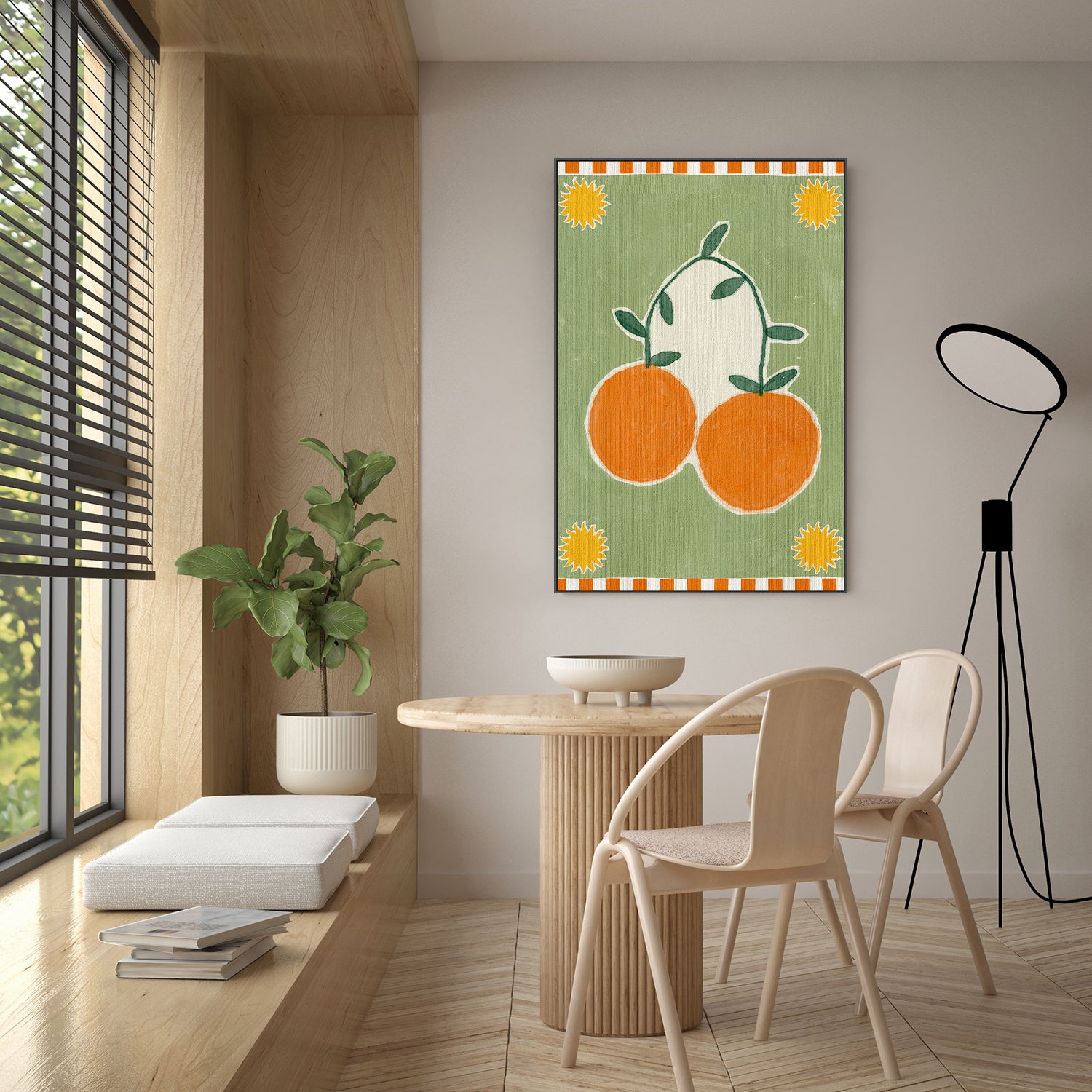wall-art-print-canvas-poster-framed-Orange Fruit On Green Background-8