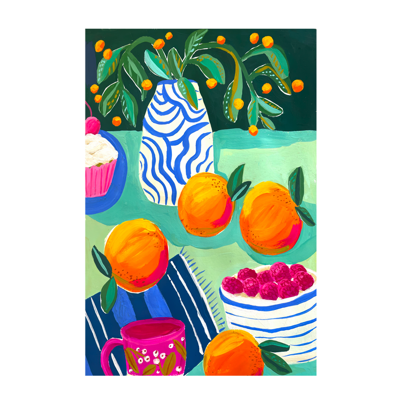 wall-art-print-canvas-poster-framed-Oranges, Berries And Cupcakes , By Kelly Angelovic-1
