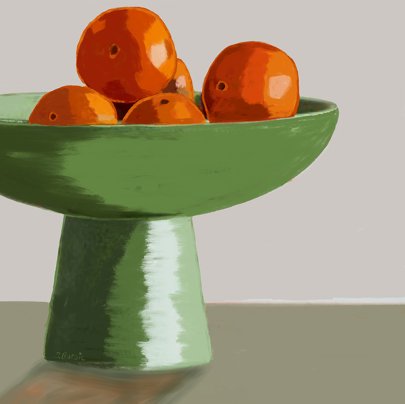 wall-art-print-canvas-poster-framed-Oranges Green Bowl, Style A , By Sharyn Bursic-1