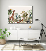wall-art-print-canvas-poster-framed-Palm, Banana And Jungle Animals, Vintage Style-by-Gioia Wall Art-Gioia Wall Art