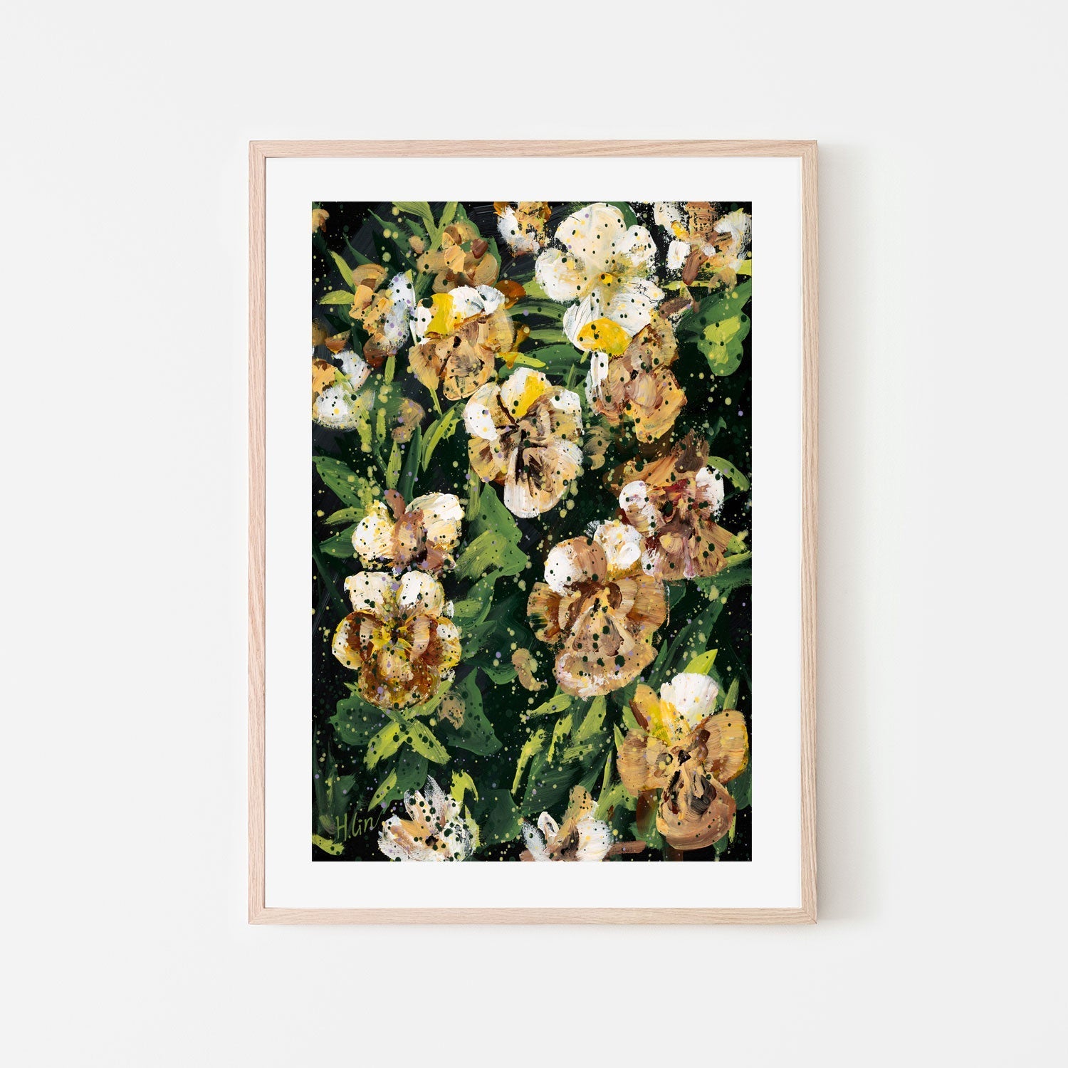 wall-art-print-canvas-poster-framed-Pansies Violas Orange and white , By Hsin Lin-GIOIA-WALL-ART