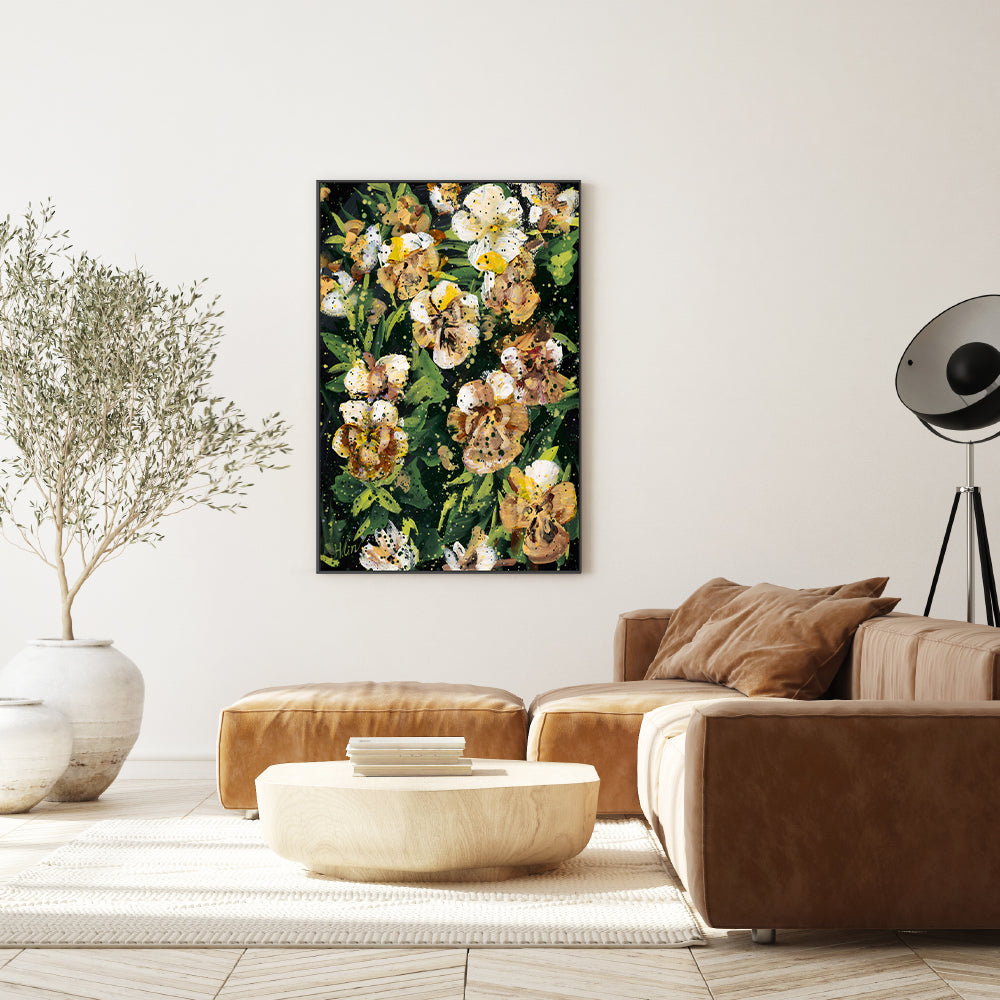 wall-art-print-canvas-poster-framed-Pansies Violas Orange and white , By Hsin Lin-GIOIA-WALL-ART