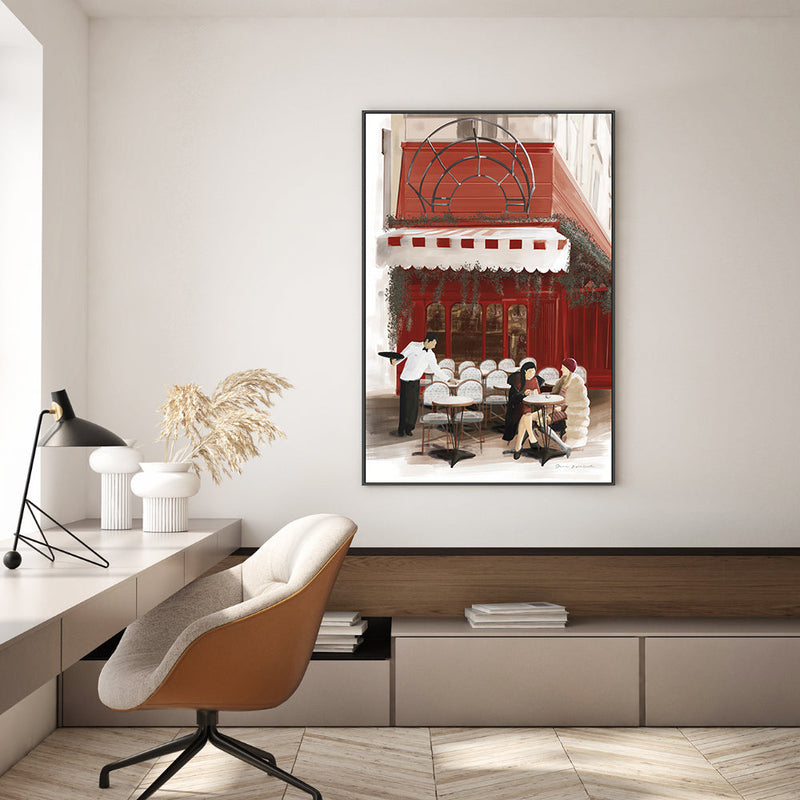 wall-art-print-canvas-poster-framed-Paris Bistro Red , By Omar Escalante-GIOIA-WALL-ART