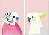 wall-art-print-canvas-poster-framed-Parrot And Budgie, Set Of 2, Style A , By Dan Hobday-by-Dan Hobday-Gioia Wall Art