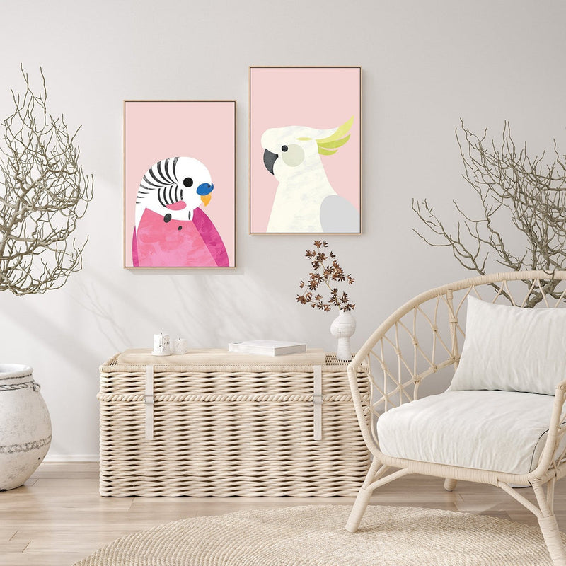 wall-art-print-canvas-poster-framed-Parrot And Budgie, Set Of 2, Style A , By Dan Hobday-by-Dan Hobday-Gioia Wall Art