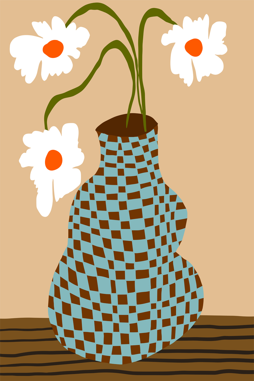 wall-art-print-canvas-poster-framed-Party Floral Pottery , By Miho Art Studio-1