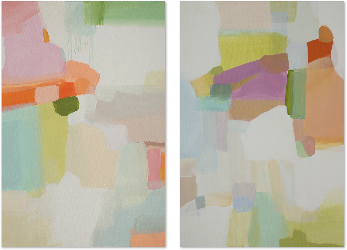 wall-art-print-canvas-poster-framed-Pastel Abstract, Style A & B, Set of 2 , By Jenny Westenhofer Art-1