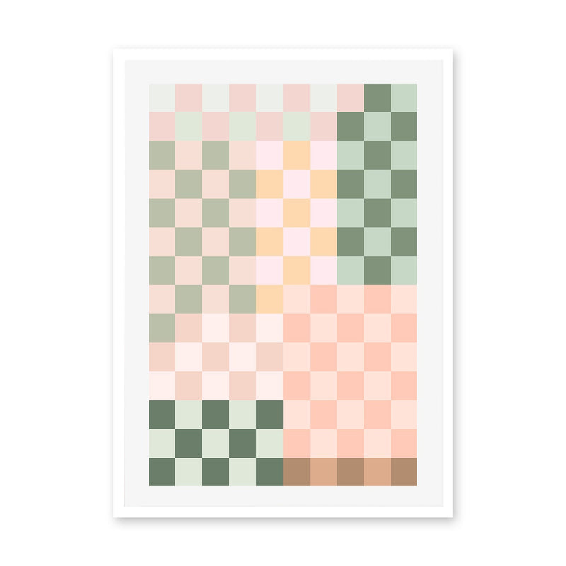 wall-art-print-canvas-poster-framed-Pastel Checkered Pattern , By Elena Ristova-GIOIA-WALL-ART