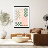wall-art-print-canvas-poster-framed-Pastel Checkered Pattern , By Elena Ristova-GIOIA-WALL-ART