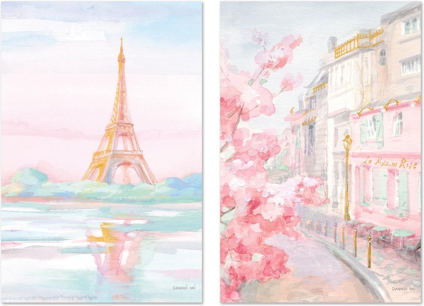 wall-art-print-canvas-poster-framed-Pastel Paris, Style B & E, Set of 2-by-Danhui Nai-Gioia Wall Art