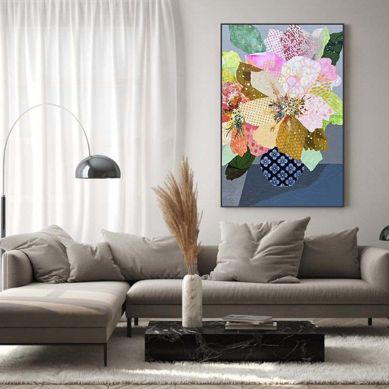 wall-art-print-canvas-poster-framed-Patchwork Daisies , By Leanne Daquino-GIOIA-WALL-ART