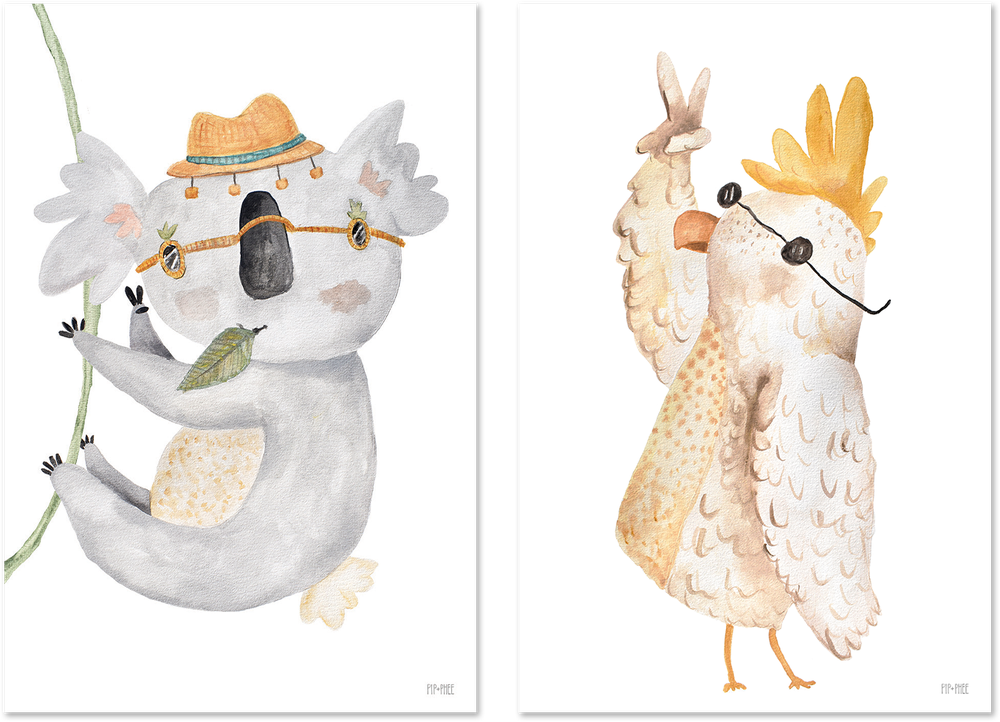 wall-art-print-canvas-poster-framed-Peace Dude Crew, Set of 2 , By Pip and Phee-1