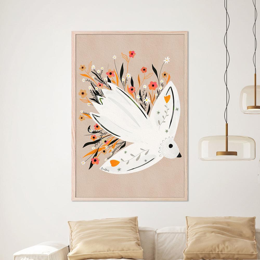 wall-art-print-canvas-poster-framed-Peaceful Floral Dove-7