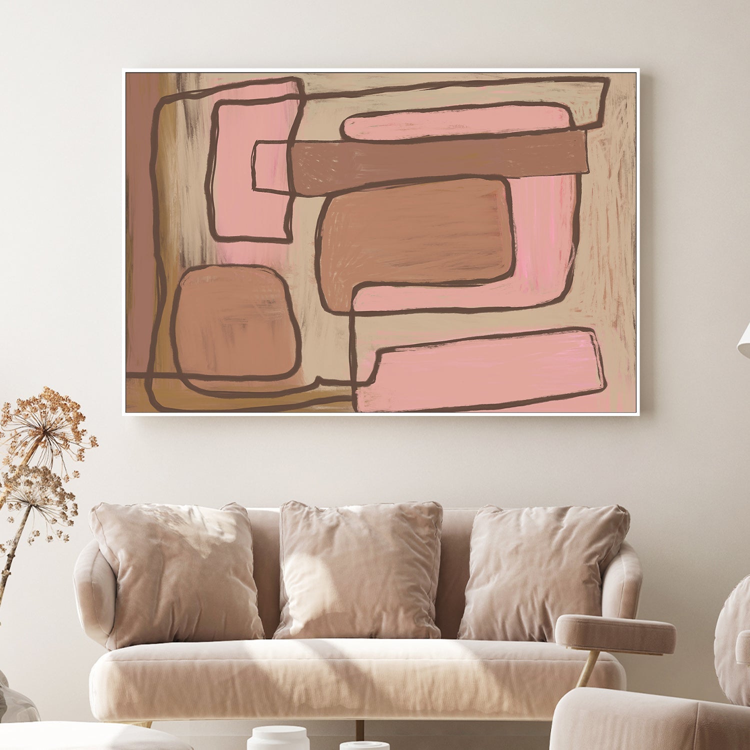 wall-art-print-canvas-poster-framed-Peach Mocha Abstract , By Sharyn Bursic-2